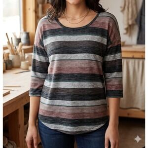 Lavish Striped scoop-neck top  to the One Clothing women's striped soft Size 1XL
